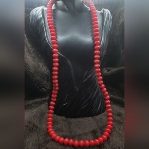 Vintage Key Crown Trifari Necklace Red